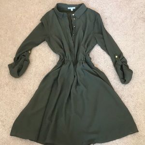 Green Button Up Dress